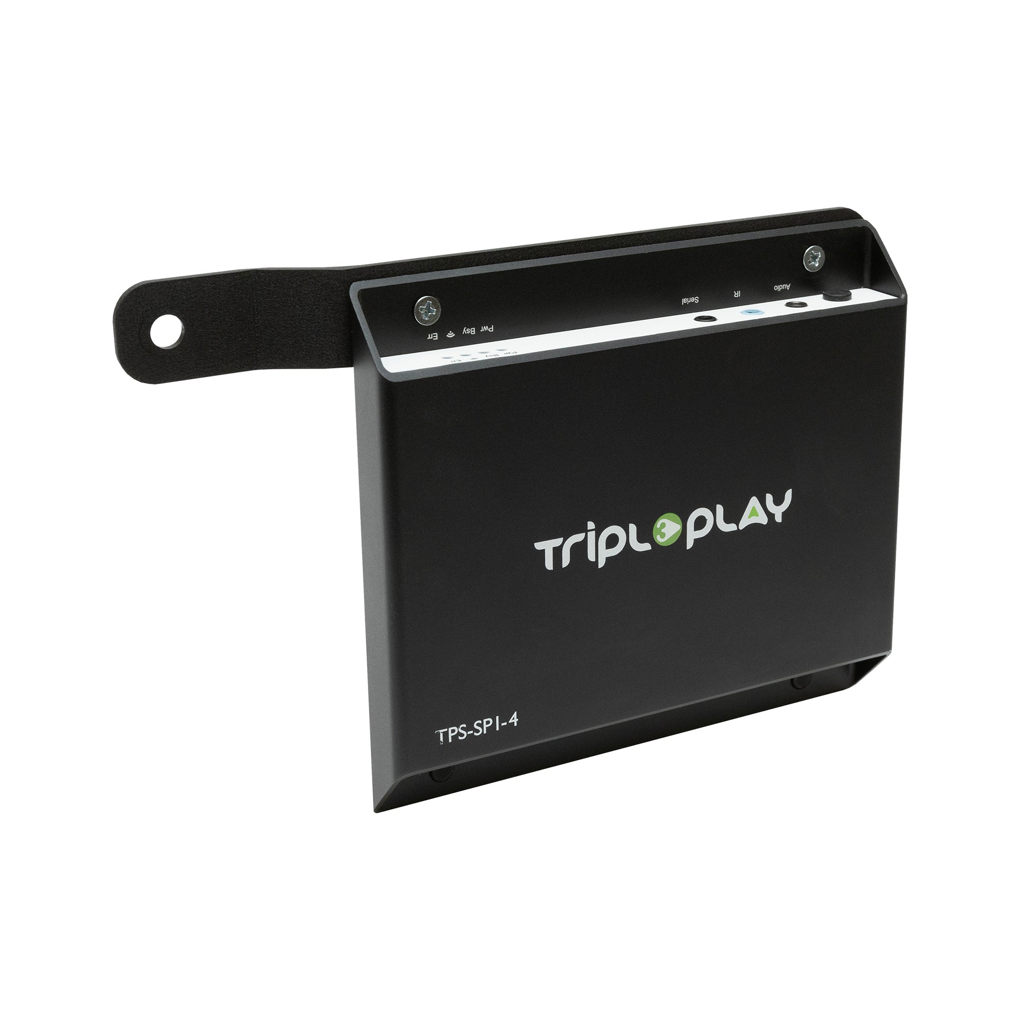 Tripleplay media player shown mounted to the HIDEit 3Play VESA Mount Adapter Bar.