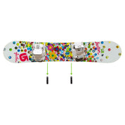 Women's Burton snowboard shown being wall mounted in HIDEit Snowboard Mounting Clips.