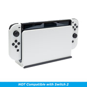 Nintendo Switch OLED system and dock with white Joy-Cons in a HIDEit Switch Mount.
