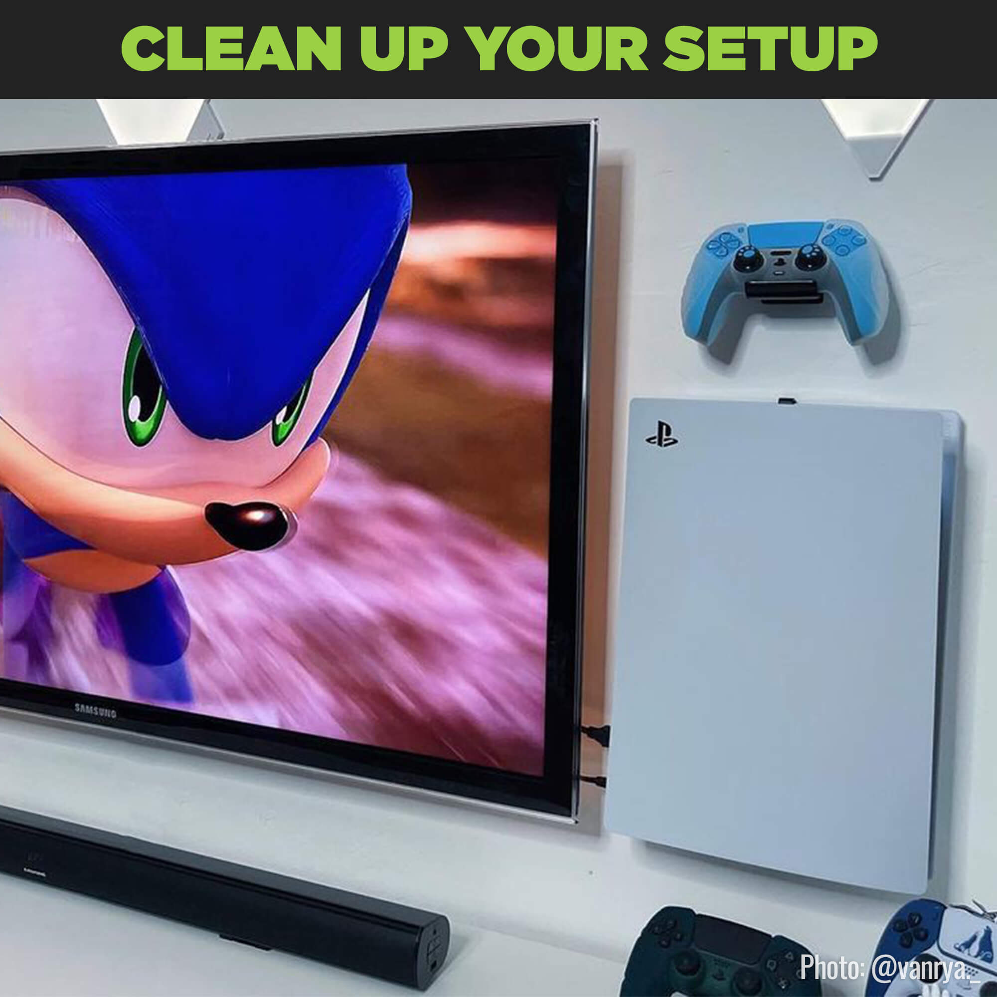 Clean up your gaming setup with the HIDEit PlayStation 5 Wall Mount designed for the PS5 Digital and Disc consoles.