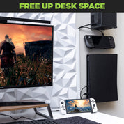 Free up desk space with the HIDEit Steam Deck Mount for handheld gaming devices.