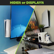 The HIDEit PS5 Wall Mount can be wall mounted with the PS5 on the right or left side of the TV.