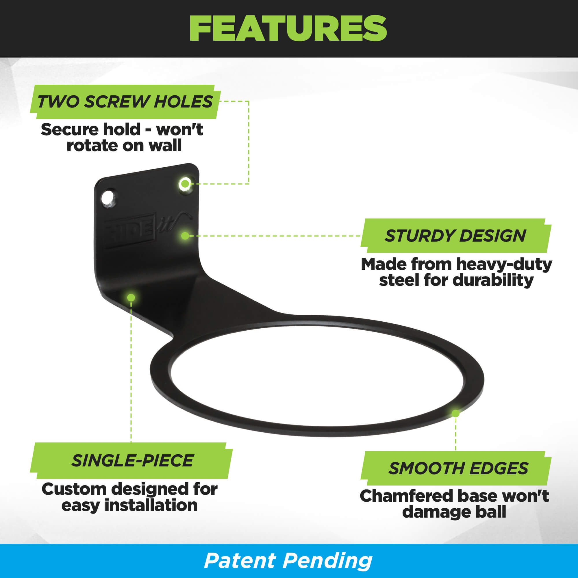 HIDEit Ball-XL Mount made from heavy-duty steel with chamfered base to protect balls.