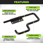 HIDEit Mounts skateboard wall mount is made from a steel bar for extra strength and rubber-dipped to protect the board.