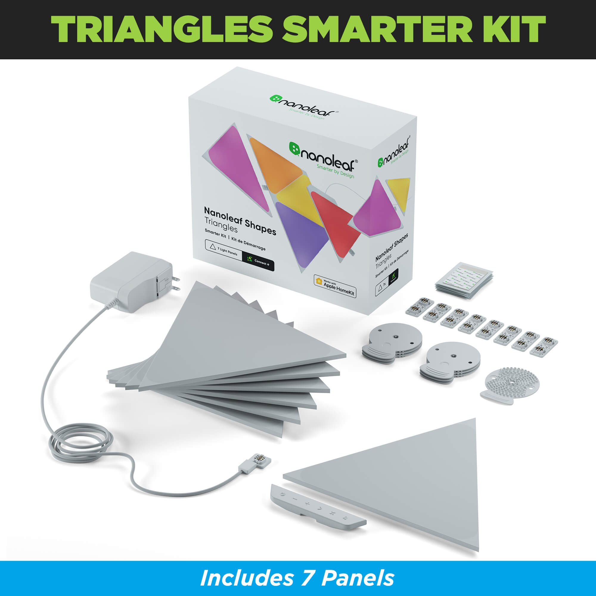 Triangles Smarter Kit from Nanoleaf comes with 7 panels.