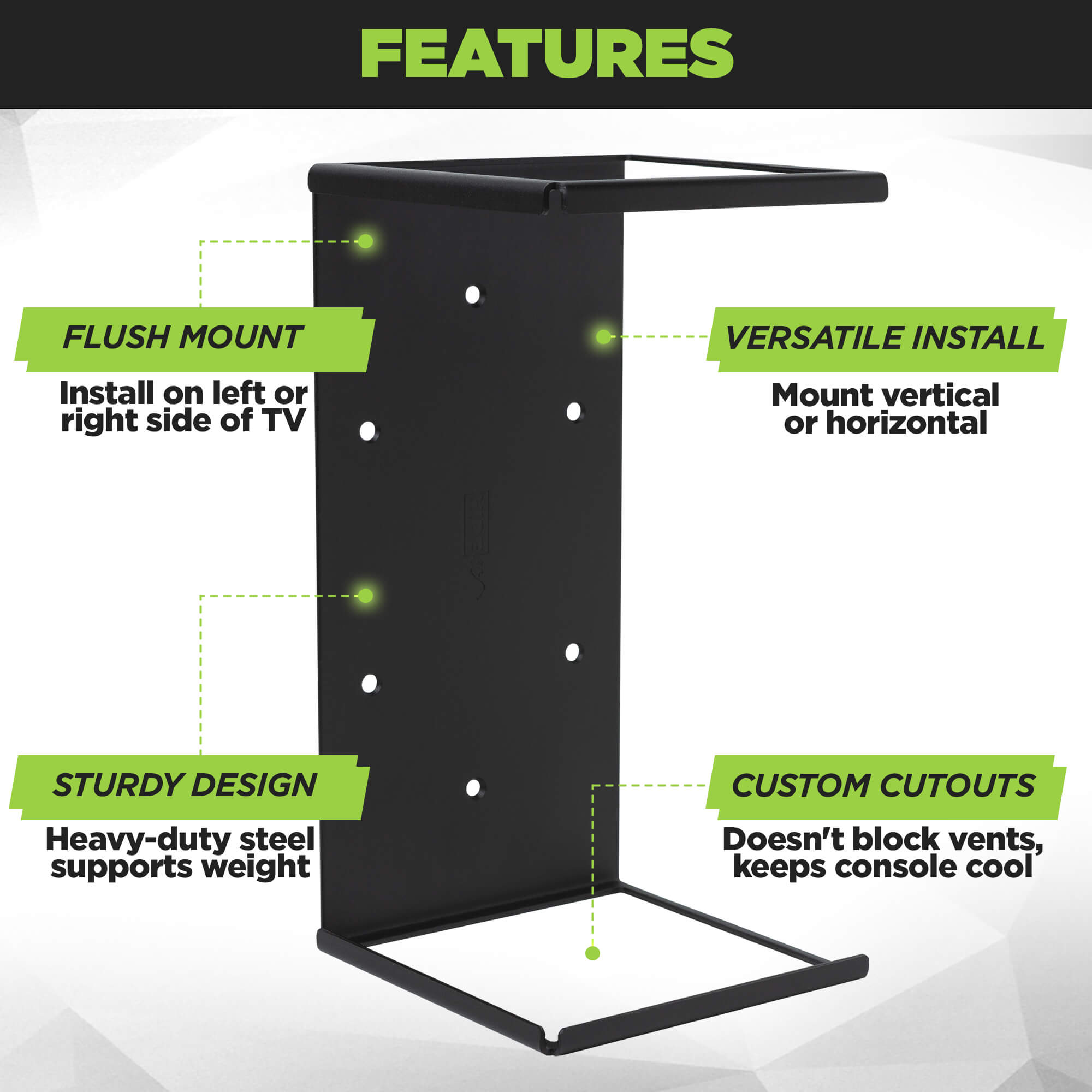 The new HIDEit Series X Wall Mount won't block any ports or vents, ensuring your Xbox Series X stays cool.