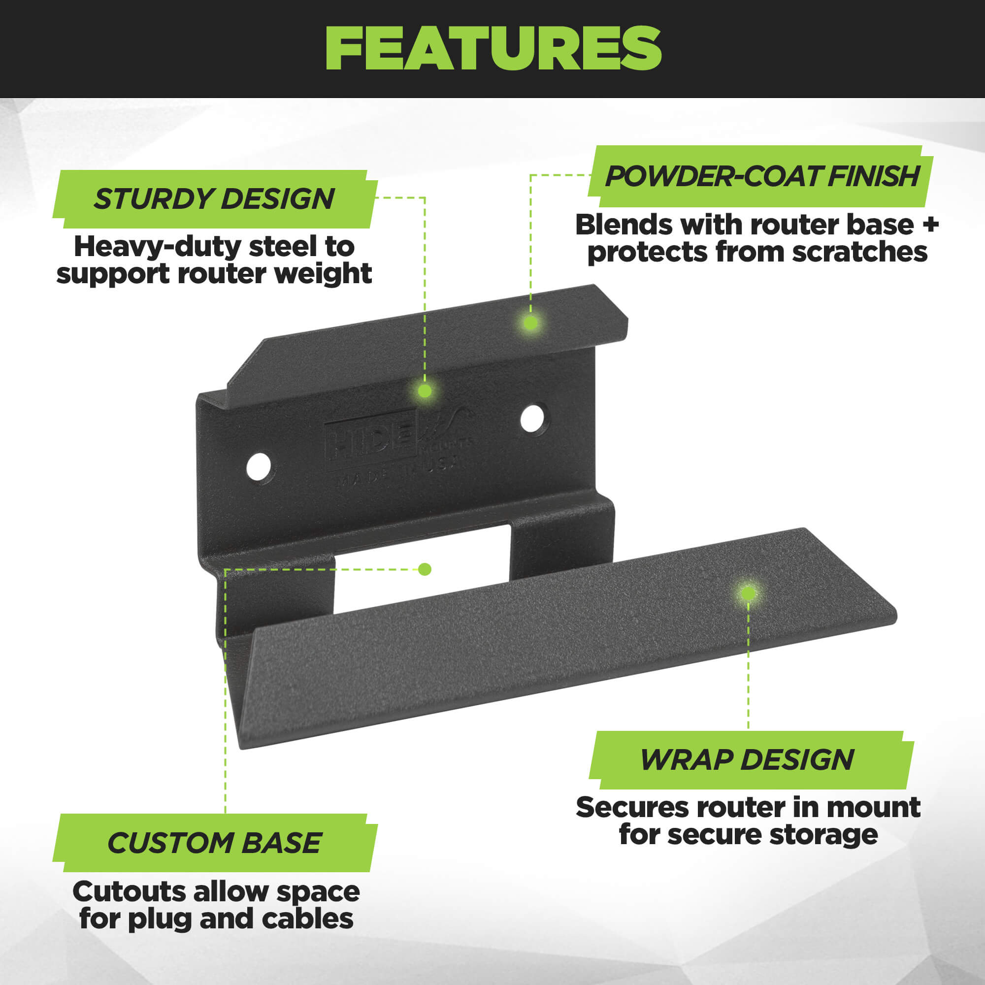 The HIDEit Starlink wall mount is made from heavy-duty steel for strength and durability.