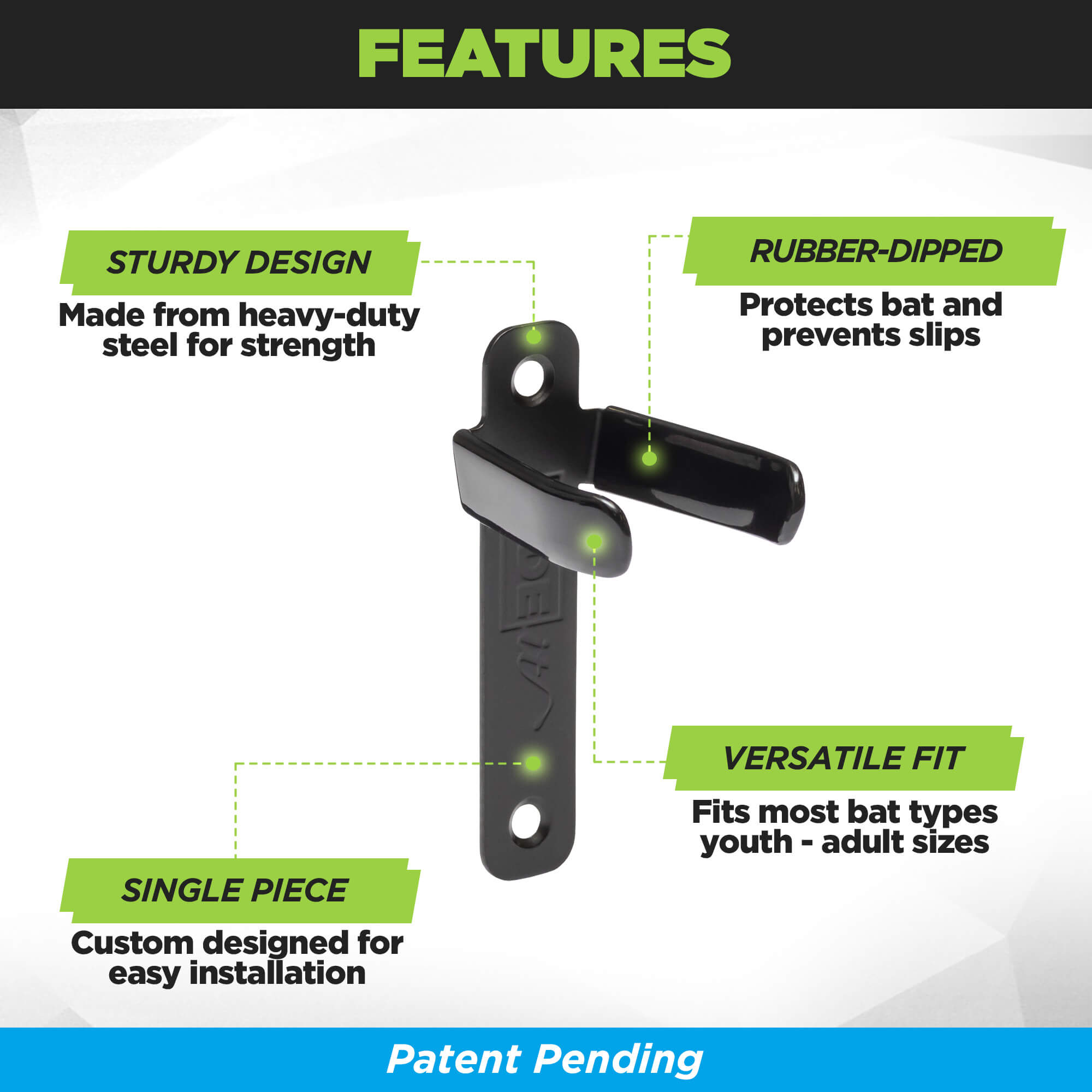 HIDEIt Mounts Vertical Baseball Bat Mount is made to display a baseball bat with the barrel facing up.