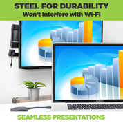 The HIDEit Wall Mount for Barco ClickShare CX-50 is made from steel and won't interfere with WiFi for seamless presentations.