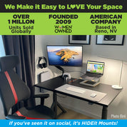 HIDEit Mounts makes it easy to love your space! HIDEit is an American company with over 1 million units sold globally.