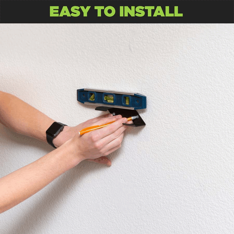 Gif of the HIDEit Horizontal Hockey Stick Mount being installed in a few easy steps.