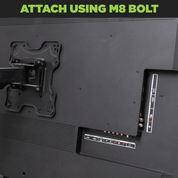 Attach the HIDEit Universal VESA Obround Bar to the back of a wall mounted TV using the M8 bolt.