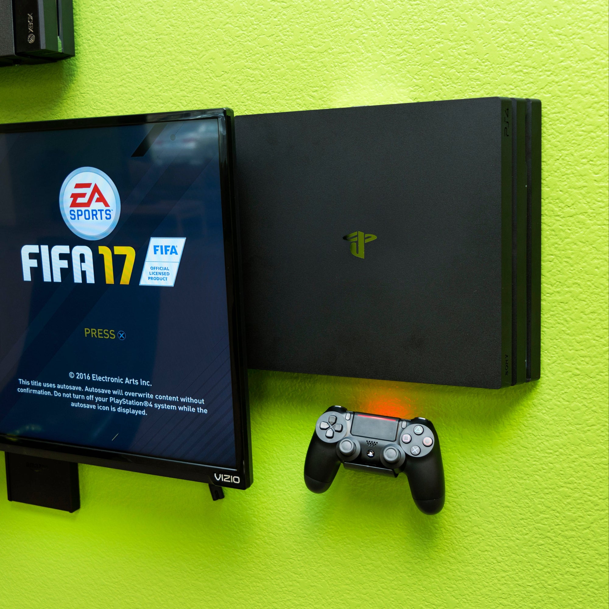 HIDEit steel wall mount for PlayStation 4 consoles including Slim and Pro models.