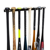 HIDEit Baseball Bat Wall Mount holds eight baseball bats.