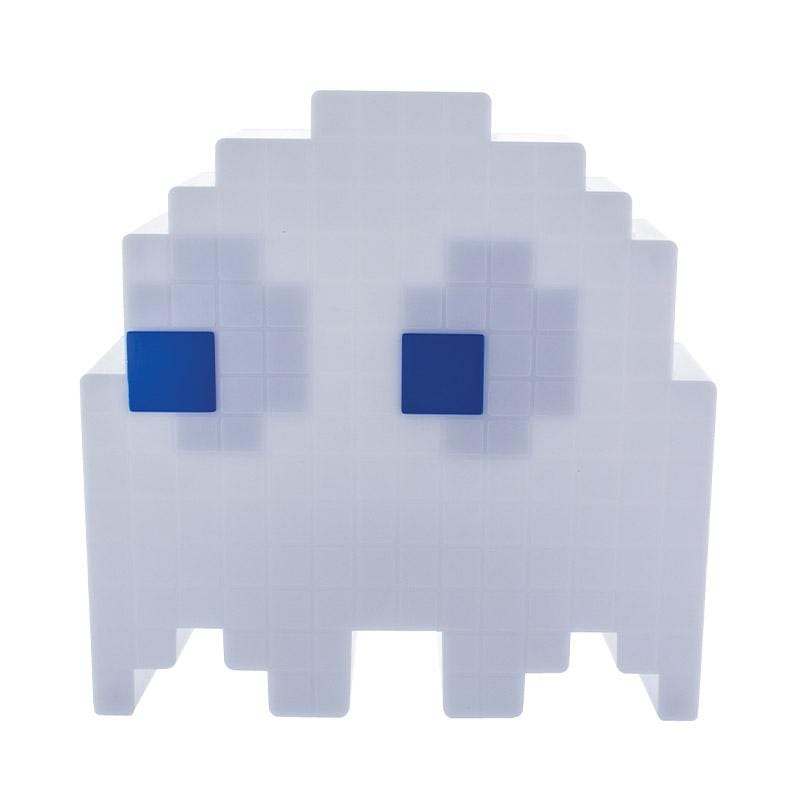 Paladone Pac-man ghost light powered off. Ghost light lights up in 16 different colors.