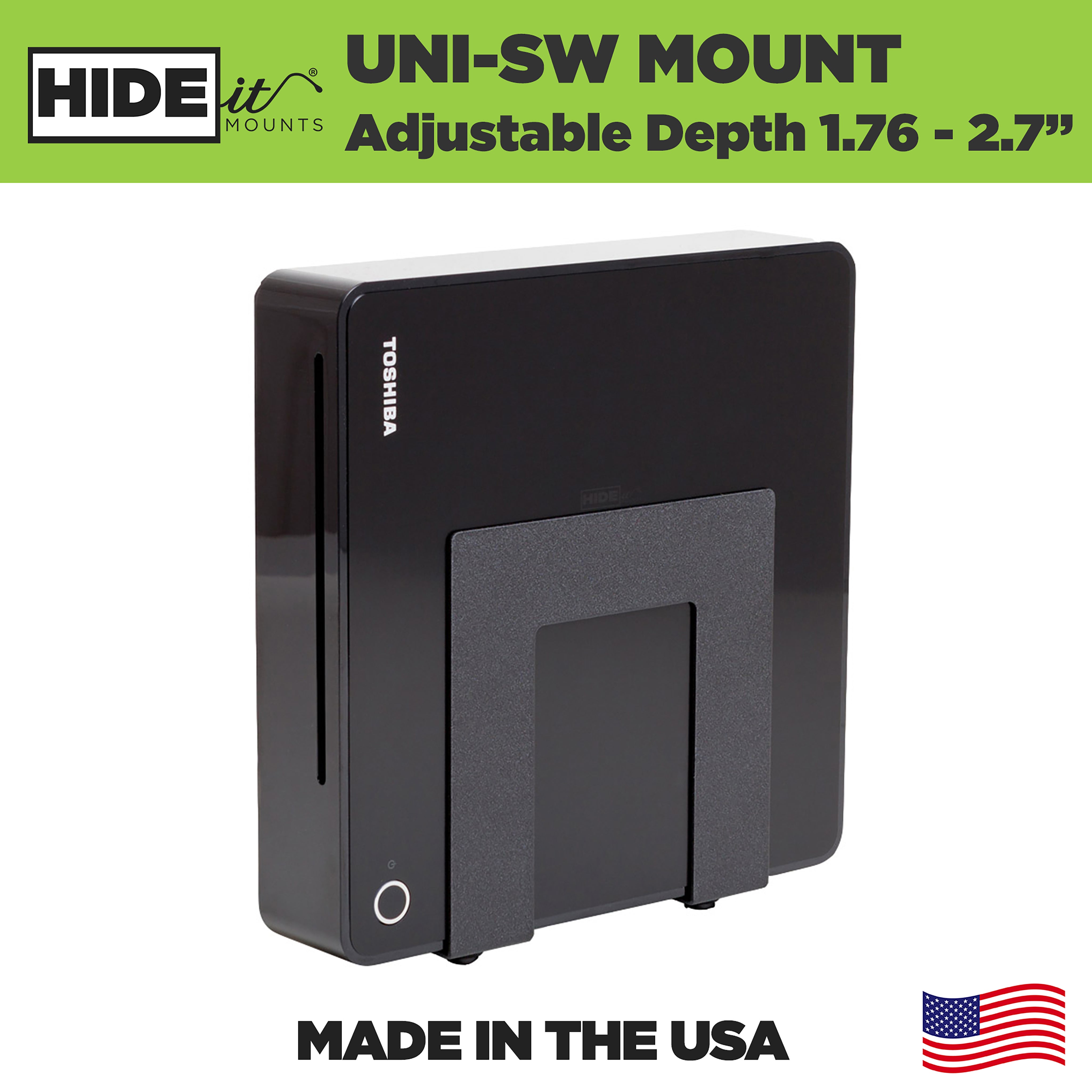 HIDEit Mounts Universal Small + Wide Wall Mount is Made in America by an American Company.