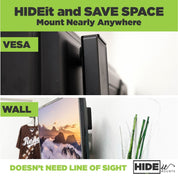 HIDEit XiD-P Mount wall mounted and mounted to the back of the TV.