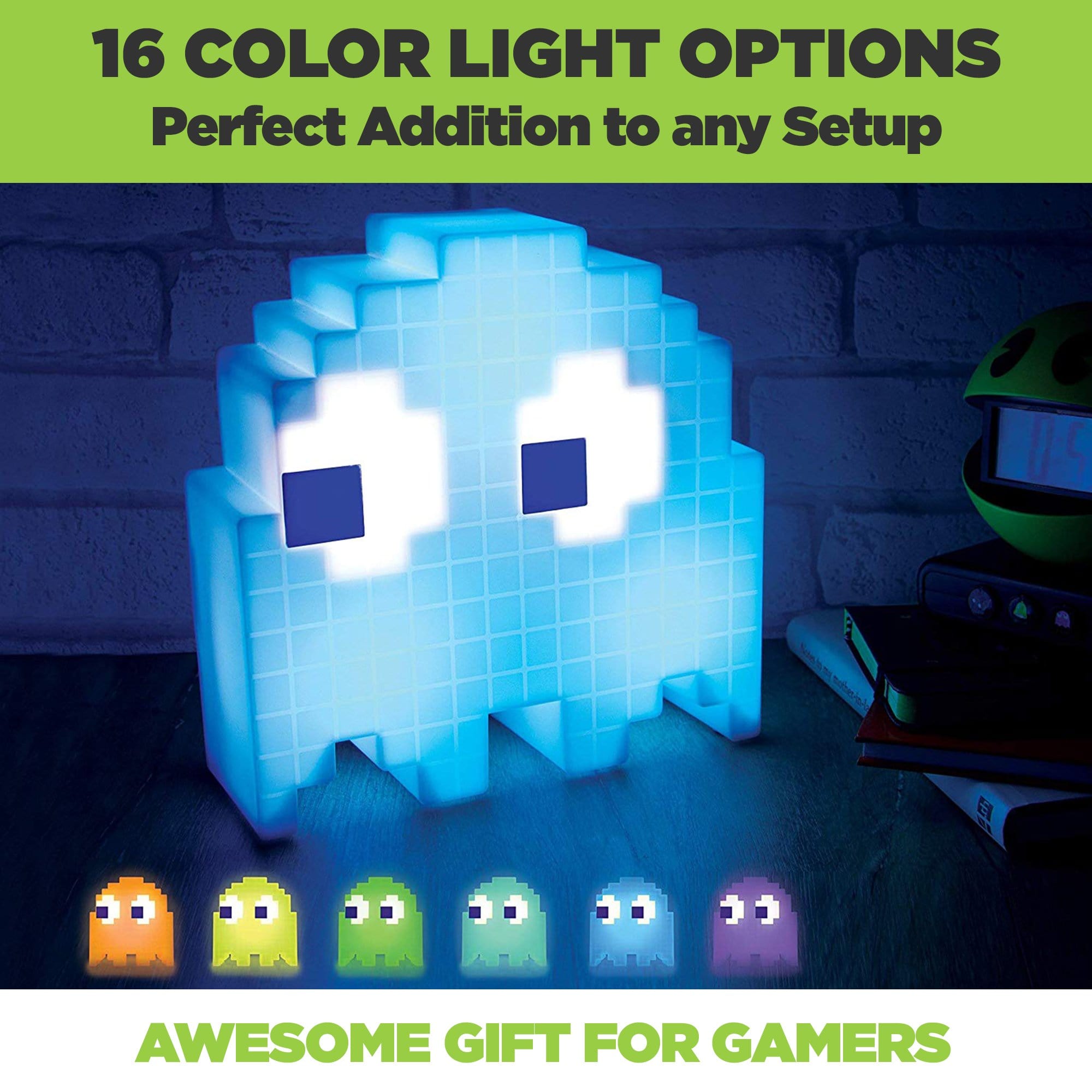 Pac-man color changing ghost lamp, made by Paladone sold by HIDEit Mounts. 16 color light options.