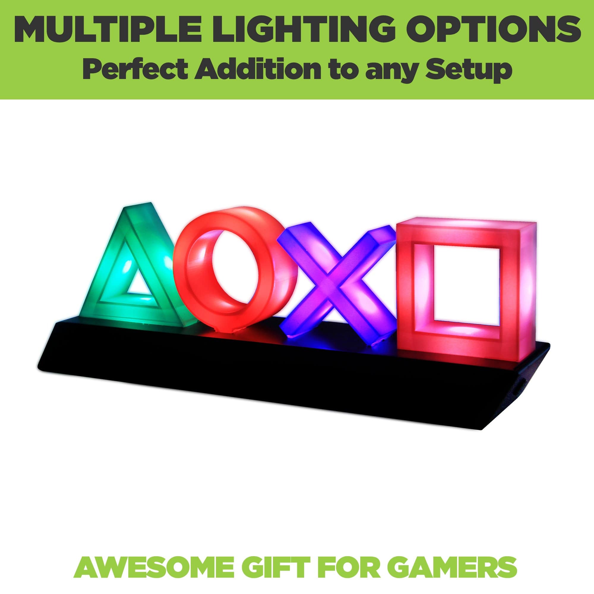 Playstation icon light with multiple lighting options. Awesome gift for gamers.