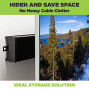 One Connect wall mounted behind the TV in the HIDEit Samsung One Connect Wall Mount.