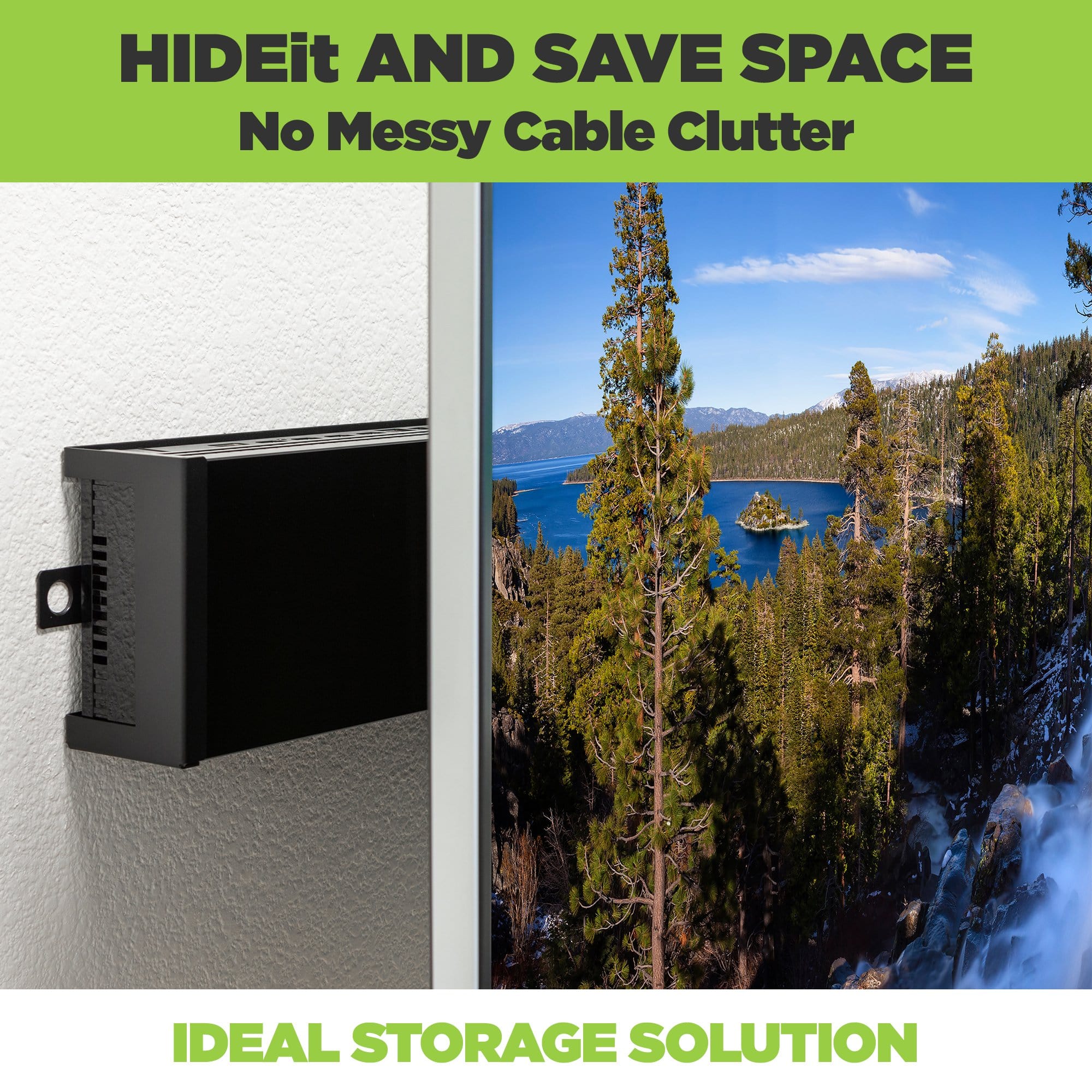 One Connect wall mounted behind the TV in the HIDEit Samsung One Connect Wall Mount.