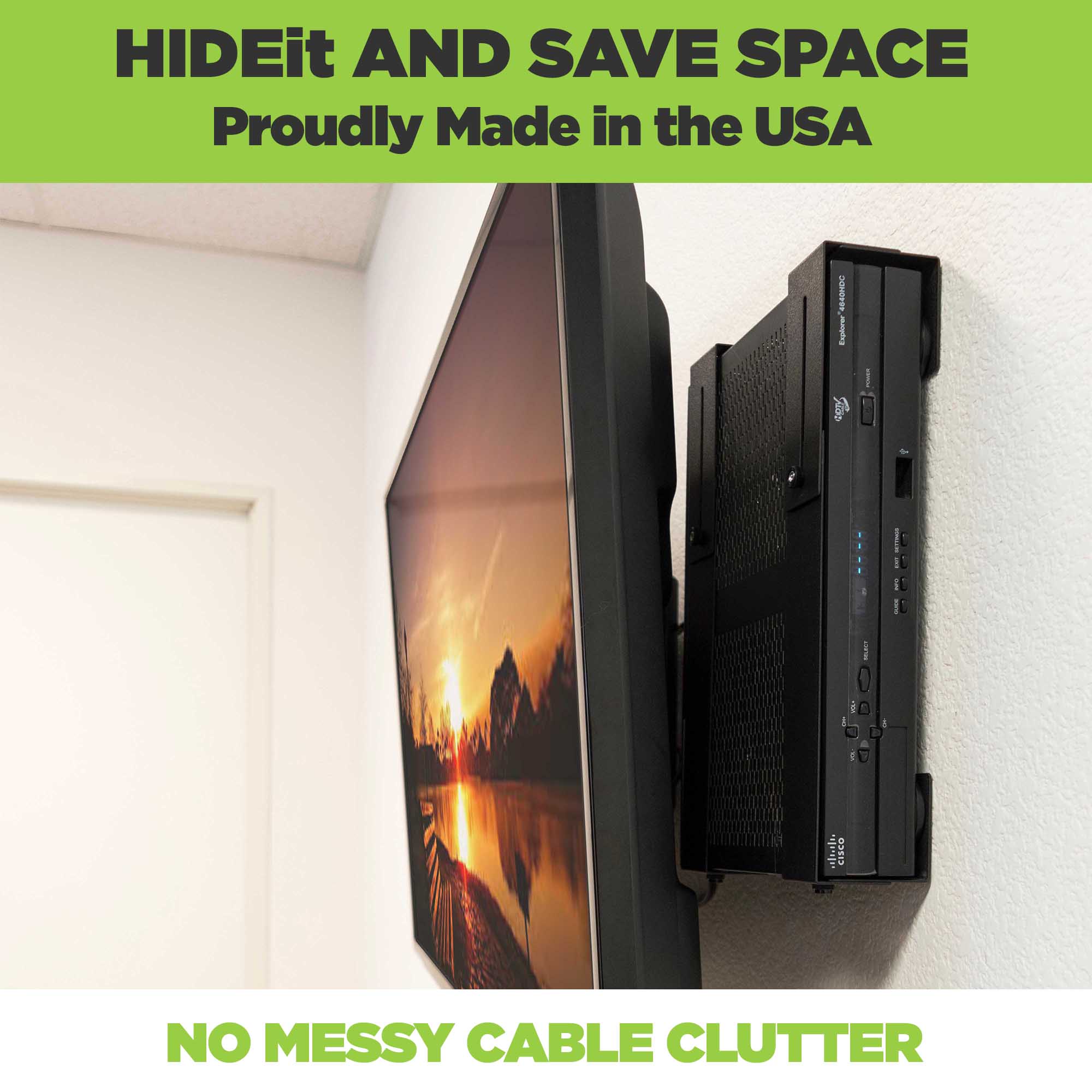 Empty adjustable wall mount for large electronic devices, made by HIDEit Mounts.