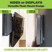 X1X displayed on wall and behind TV using a steel HIDEit mount.