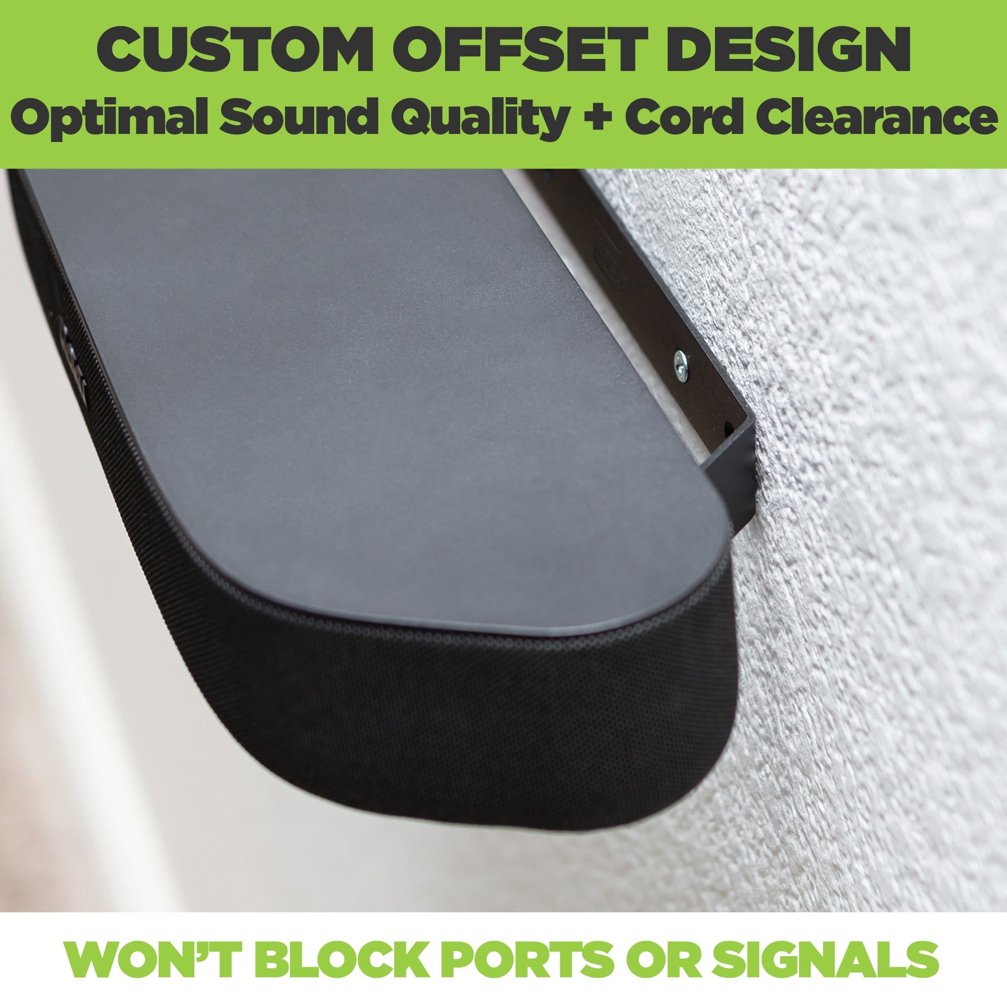 Close up of the HIDEit Roku Sound Bar Wall Mount, designed for the Roku Streambar.