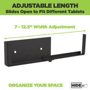 Adjustable and universal wall mount for tablets, designed by HIDEit Mounts.
