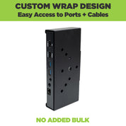 Back of the HIDEit Mount for the Solstice Pod. Custom wrap design won't block Solstice ports or cables.
