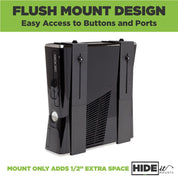 Flush mount design. Easy access to buttons and ports. Mount only adds 1/2“ extra space.