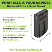 Small Device Adjustable wall mount fits hard drives, routers, and modems.