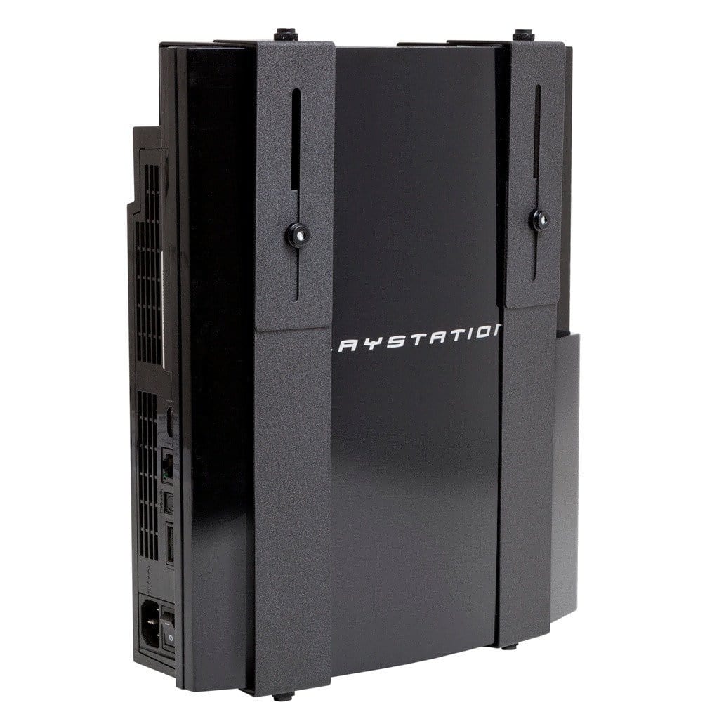Adjustable HIDEit Uni-MXW Wall Mount with a PlayStation securely held in it.
