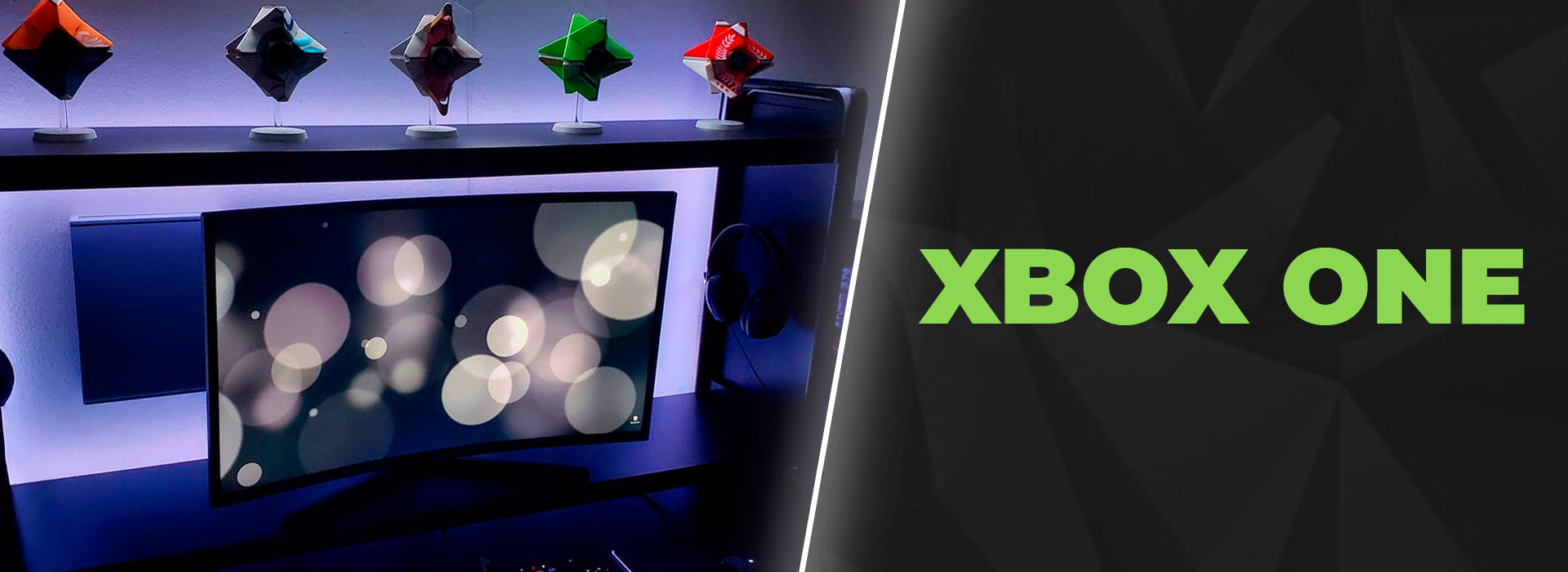 Gaming setup with Xbox One X wall mounted in a HIDEit Xbox One X Mount