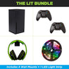 The Xbox Series X Wall Mount Ultimate Bundle. Comes with HIDEit Series X Wall Mount, 2 Xbox Controller Mounts, 1 Headset Wall Mount and 1 LED light strip.