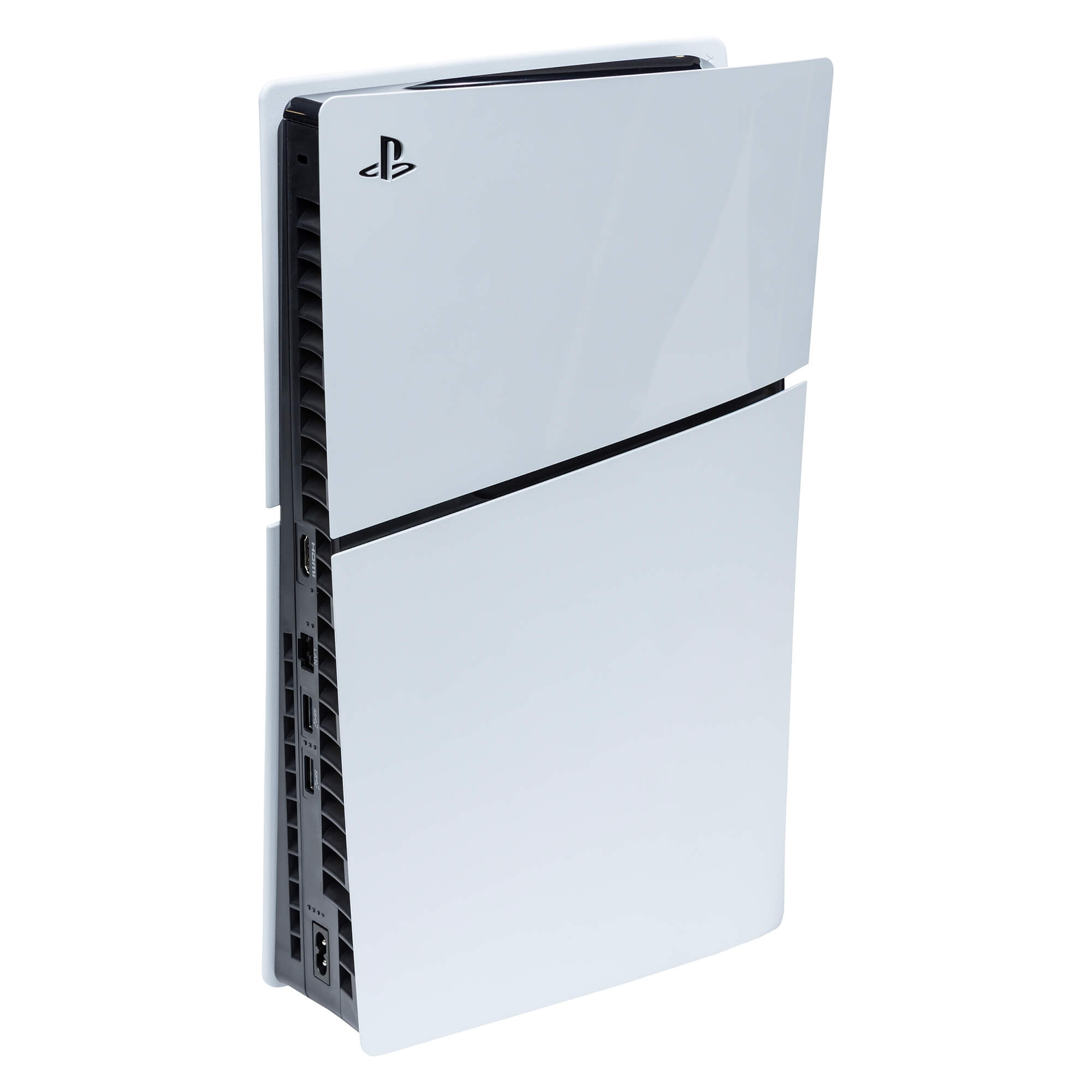 PlayStation 5 Slim console shown in a HIDEit Mount for PS5 Slim Wall Mount.