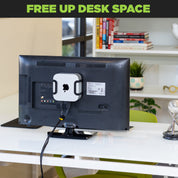 Free up desk space using Mac mini desk mount by HIDEit Mounts.