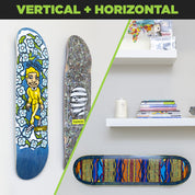 Mount a skate deck on the wall vertical or horizontal using the HIDEit Deck Mount.