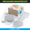 Hexagons Smarter Kit from Nanoleaf comes with 7 panels.