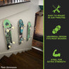 Complete skateboards wall mounted along staircase using HIDEit Mounts Display Skateboard Mounts.