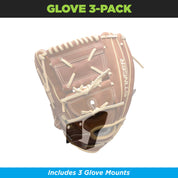 HIDEit Glove Wall Mount 3-pack baseball glove holder.