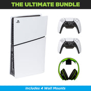 The PS5 Shelf Wall Mount Ultimate Bundle comes with HIDEit 5S Wall Mount, 2 PlayStation Controller Mounts and 1 Headset Wall Mount.