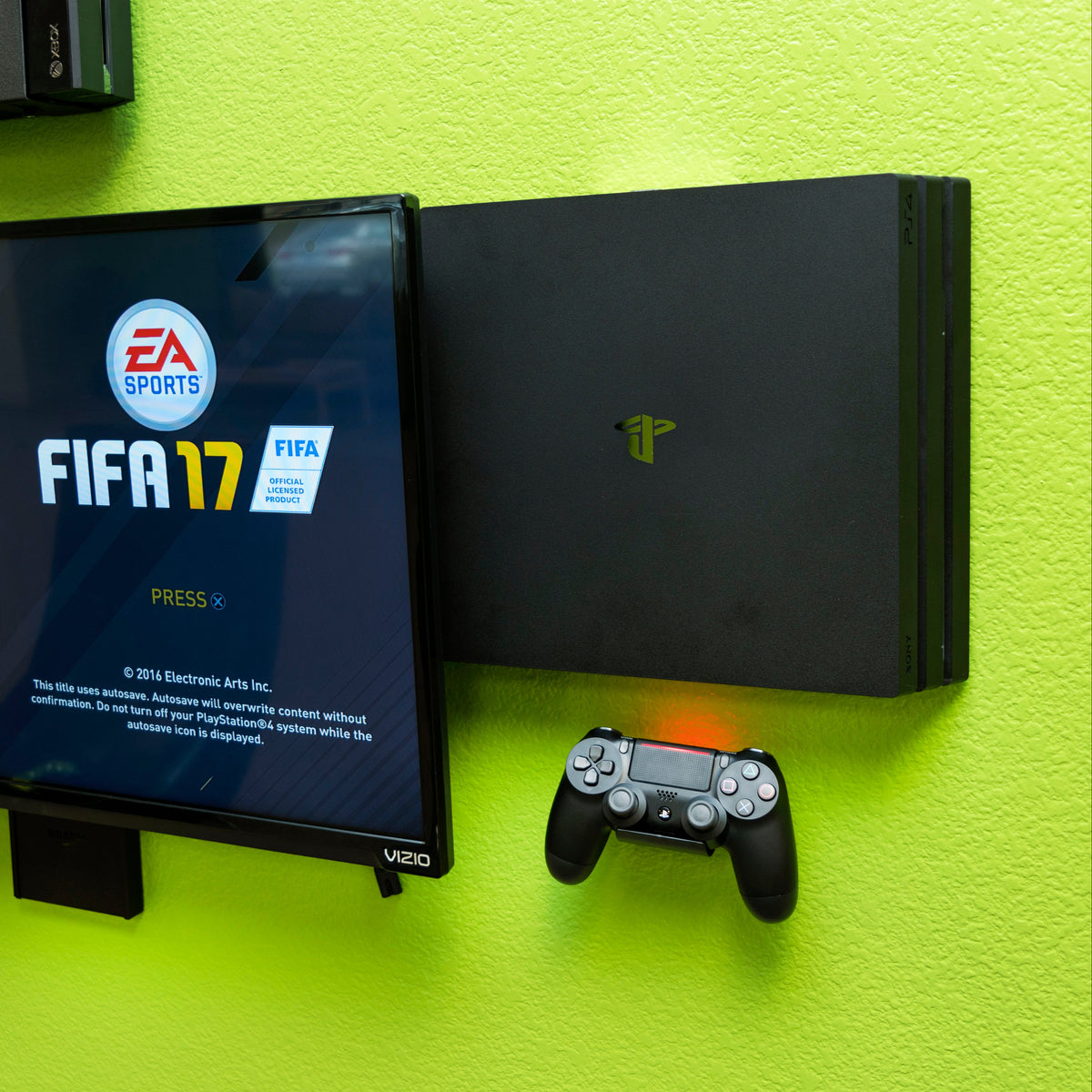 HIDEit steel wall mount for PlayStation 4 consoles including Slim and Pro models.