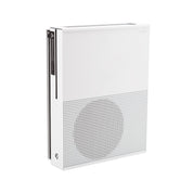 White Xbox One S in a white steel HIDEit Xbox One S Mount