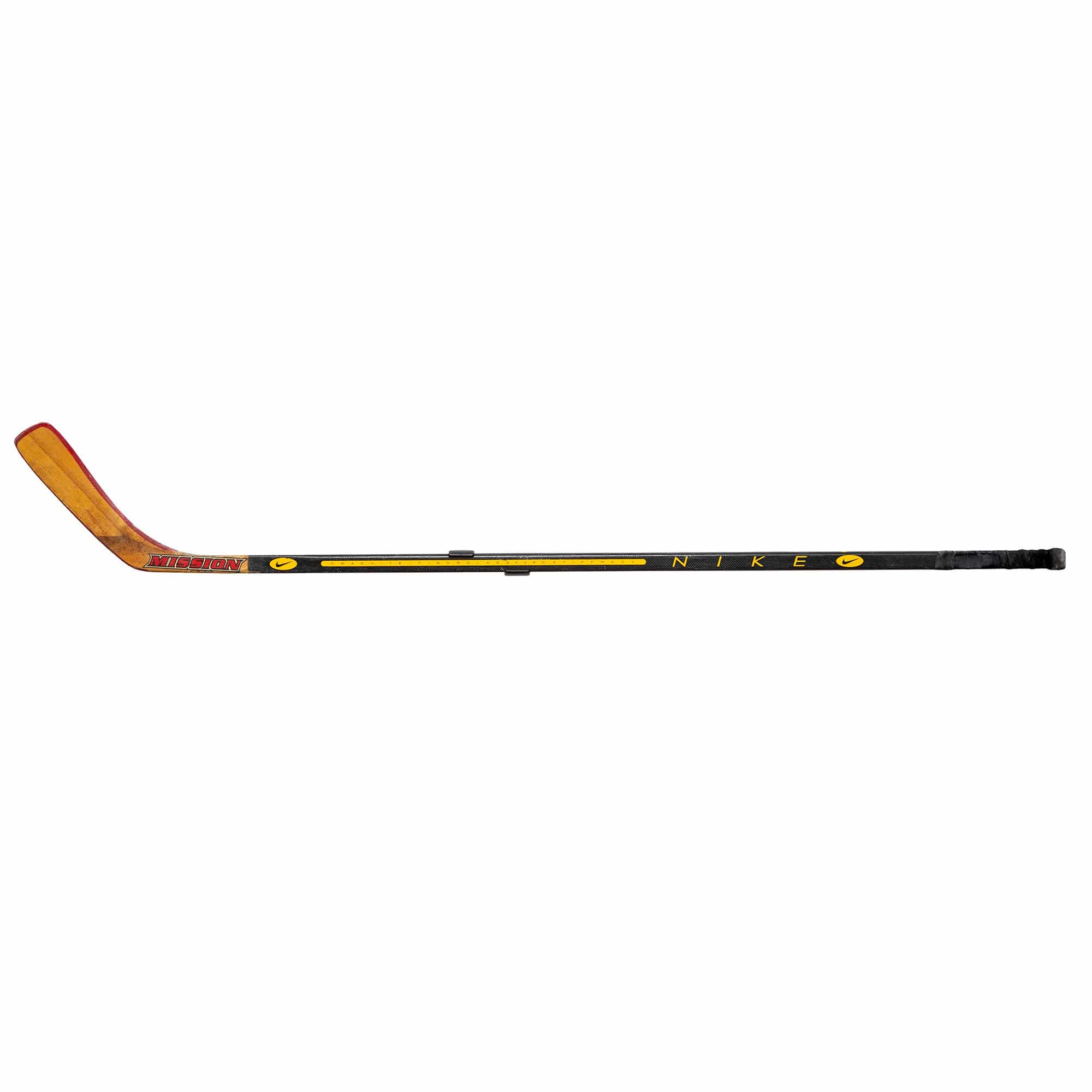 Bauer hockey stick shown mounted in a HIDEit Horizontal Hockey Stick Mount. Designed for adult hockey sticks and youth hockey sticks.