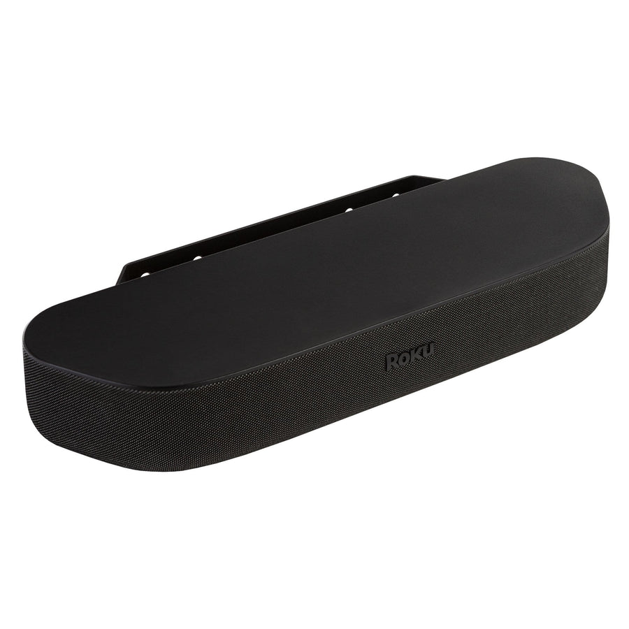 Roku Streambar securely mounted in the new HIDEit Roku Streambar Wall Mount.