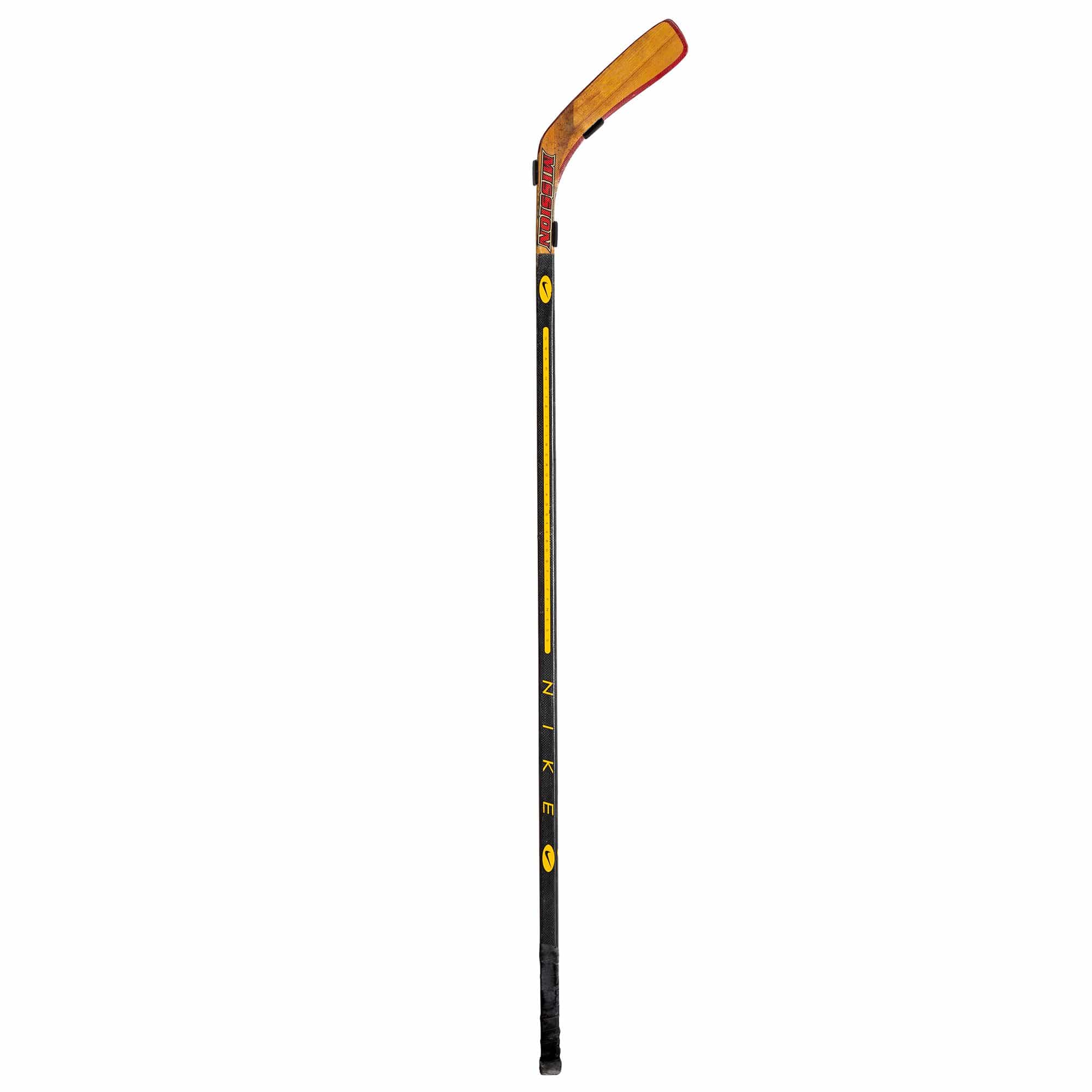Bauer hockey stick shown mounted in a HIDEit Vertical Hockey Stick Mount. Designed for adult hockey sticks and youth hockey sticks.