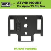 Steel Apple TV 4k wall mount made by HIDEit Mounts.