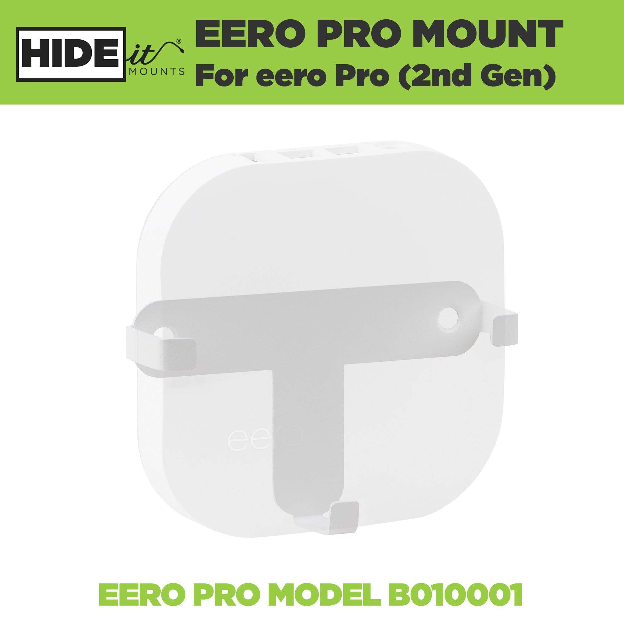 Eero Pro router shown greyed out in the HIDEit EPro Eero wall mount.