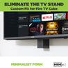 HIDEit mount for Alexa Fire TV Cube sleekly mounted behind TV for clutter free design.